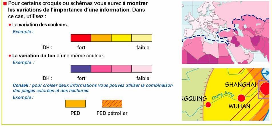 Croquis : montrer les variations d'une information par la couleur, le ton et les hachures